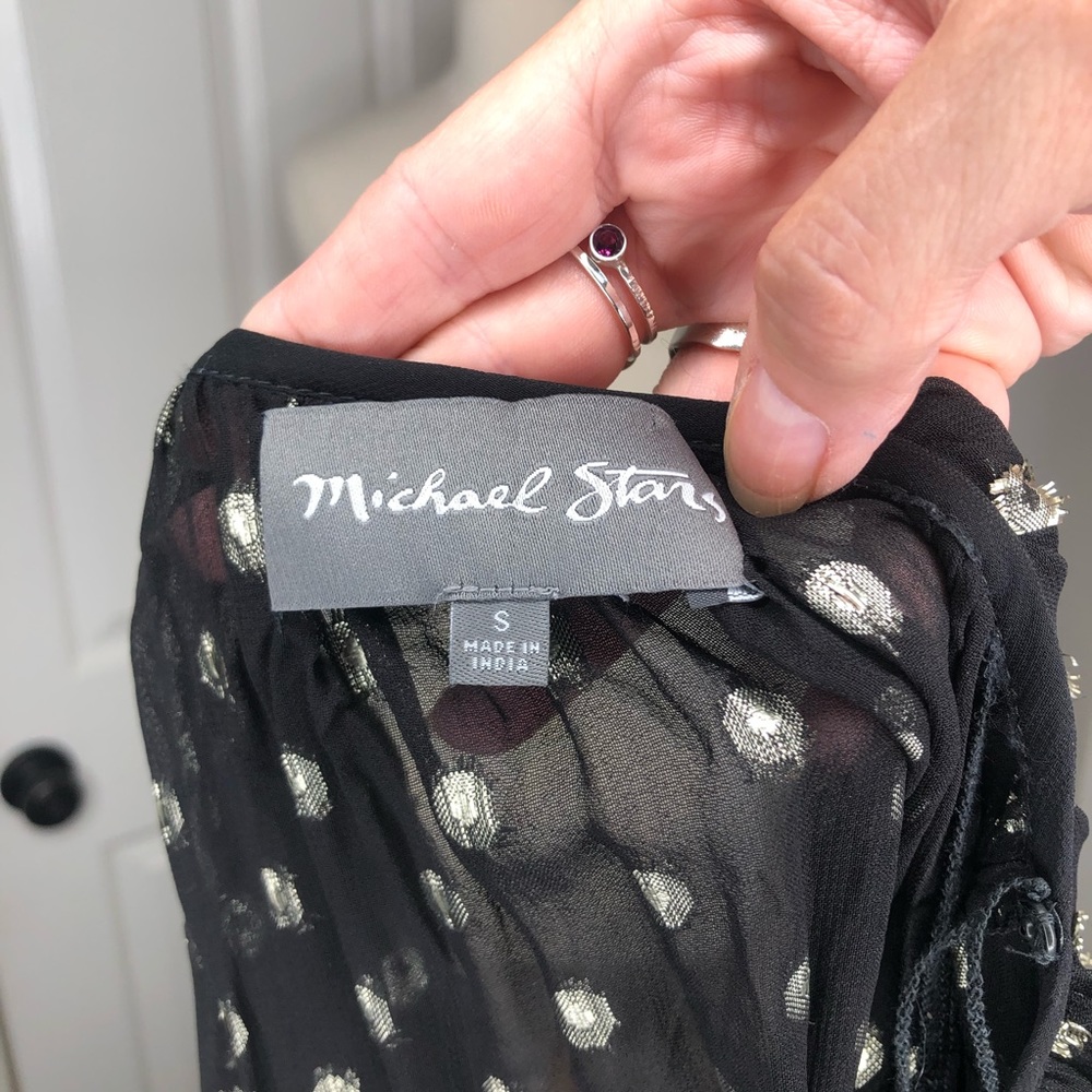 Michael Stars Gold Metallic Dots Sheer Blouse S - Picture 5 of 6